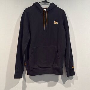 Timberland Black Hoodie Sweatshirt with Yellow Logo and Tie's - Size Small
